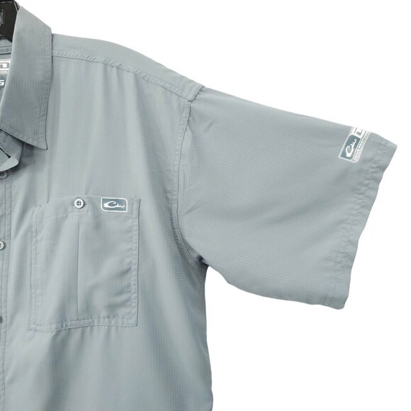 Drake Performance Fishing Button Front Shirt Mens Size S Gray Short Sleeve - Picture 12 of 16